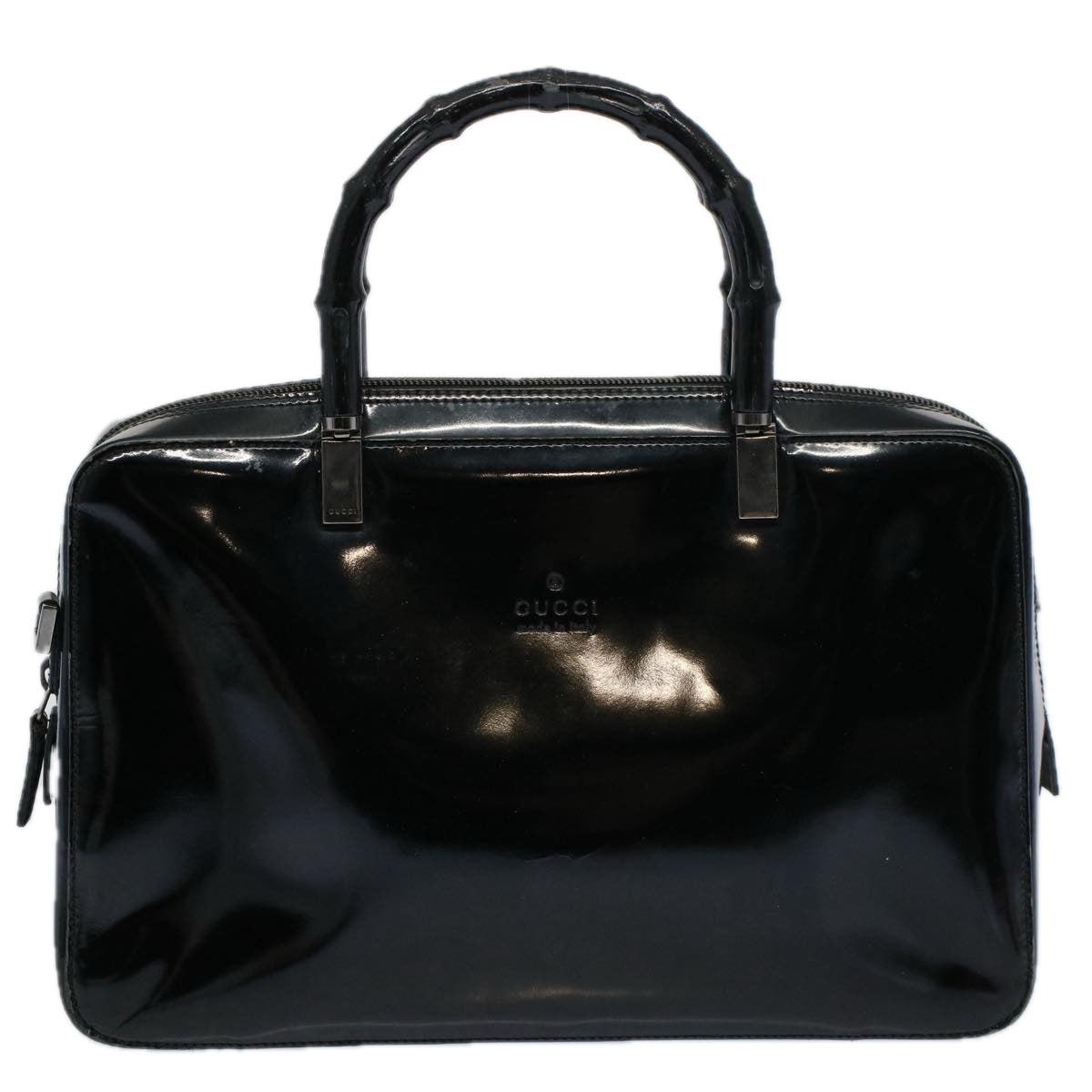 GUCCI Bamboo Hand Bag Enamel Black 000 0828 3754  ep2302