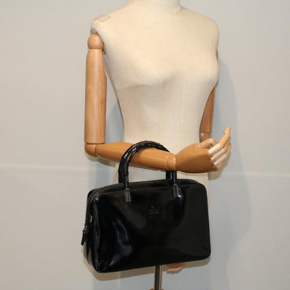 GUCCI Bamboo Hand Bag Enamel Black 000 0828 3754  ep2302