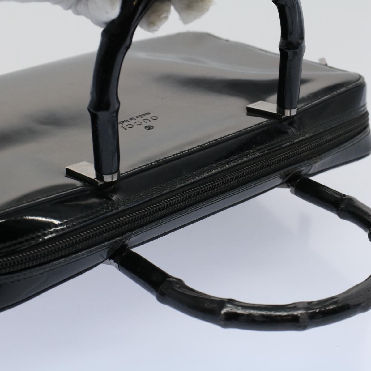 GUCCI Bamboo Hand Bag Enamel Black 000 0828 3754  ep2302