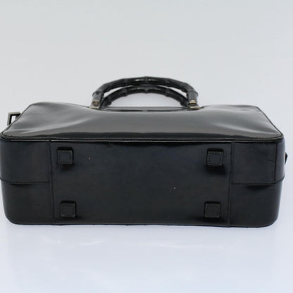 GUCCI Bamboo Hand Bag Enamel Black 000 0828 3754  ep2302