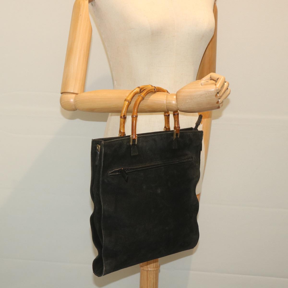 GUCCI Bamboo Tote Bag Suede Black 001 1095 1878  ep2327