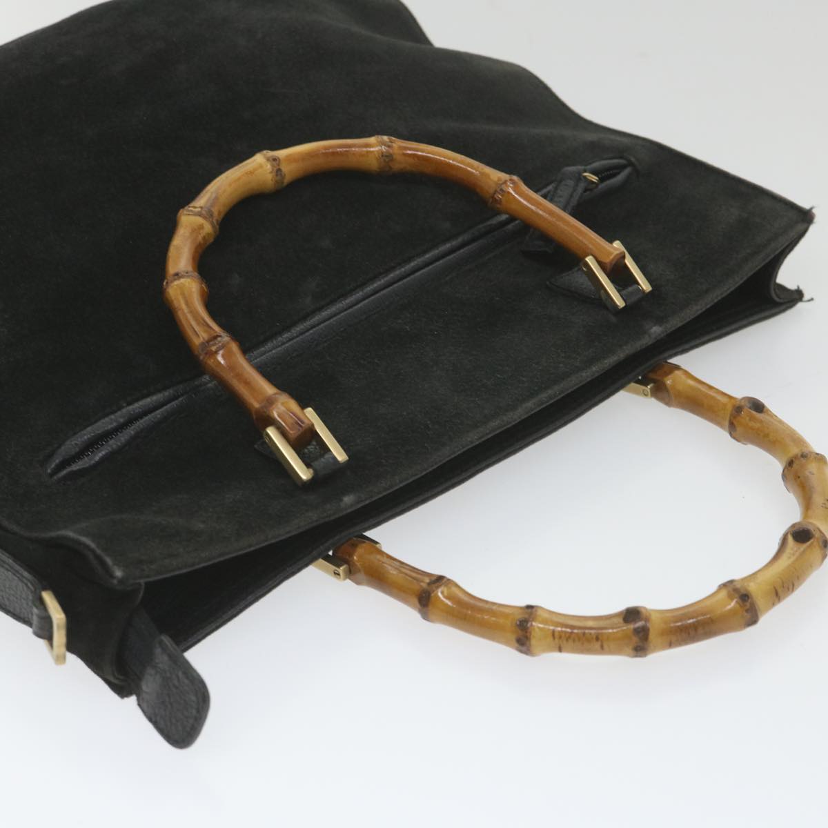 GUCCI Bamboo Tote Bag Suede Black 001 1095 1878  ep2327