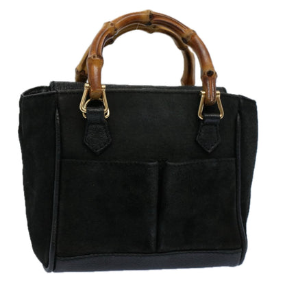 GUCCI Bamboo Hand Bag Suede Leather Black 007 1793 0238  ep2337