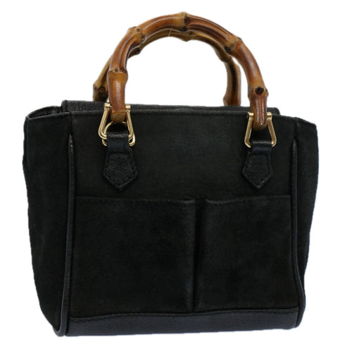 GUCCI Bamboo Hand Bag Suede Leather Black 007 1793 0238  ep2337