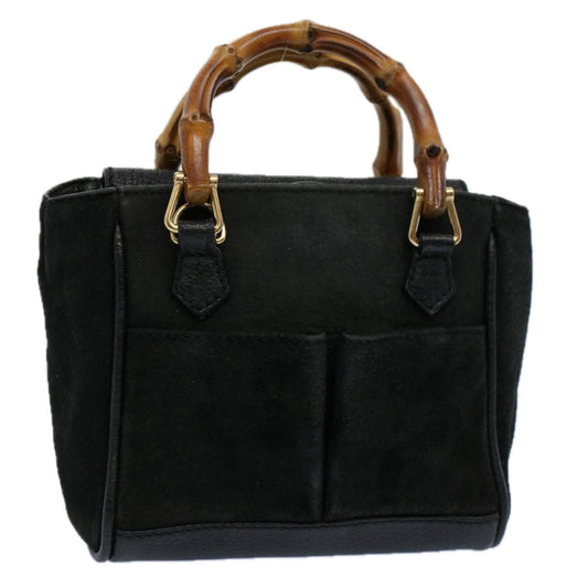 GUCCI Bamboo Hand Bag Suede Leather Black 007 1793 0238  ep2337