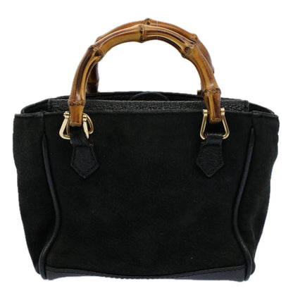 GUCCI Bamboo Hand Bag Suede Leather Black 007 1793 0238  ep2337