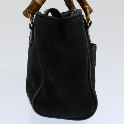 GUCCI Bamboo Hand Bag Suede Leather Black 007 1793 0238  ep2337