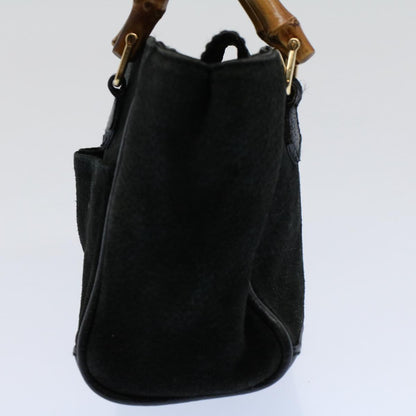 GUCCI Bamboo Hand Bag Suede Leather Black 007 1793 0238  ep2337