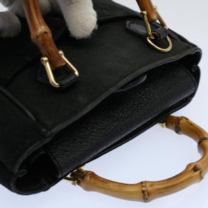 GUCCI Bamboo Hand Bag Suede Leather Black 007 1793 0238  ep2337