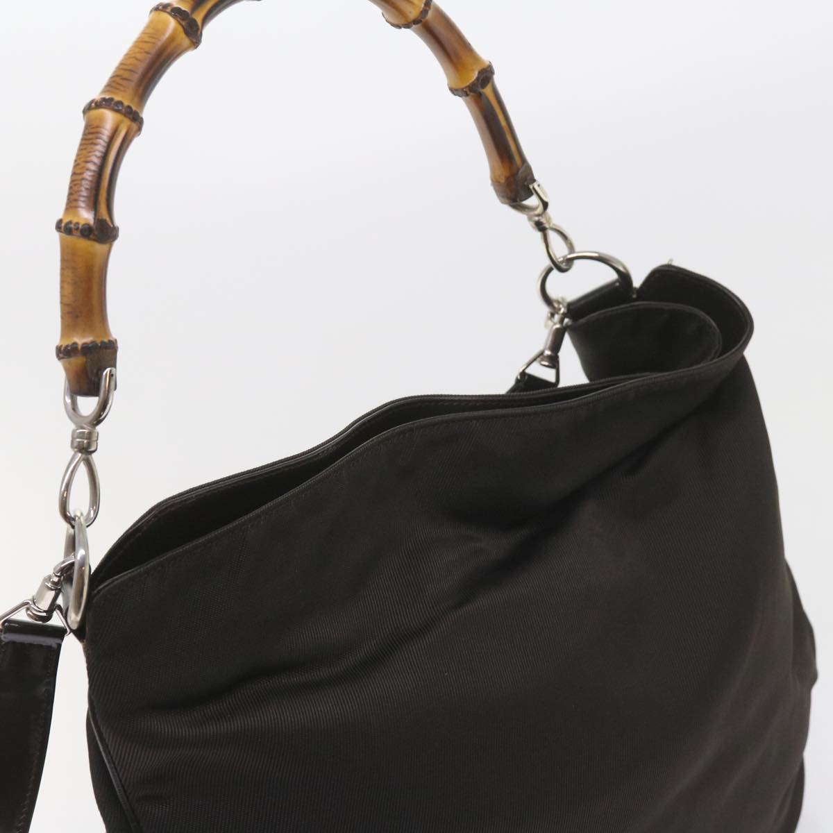 GUCCI Bamboo Shoulder Bag Nylon Black 001 1781 1577  ep2348