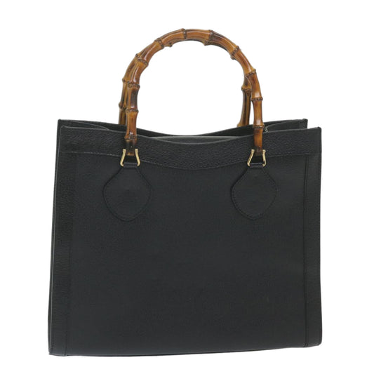 GUCCI Bamboo Hand Bag Leather Black  ep2375