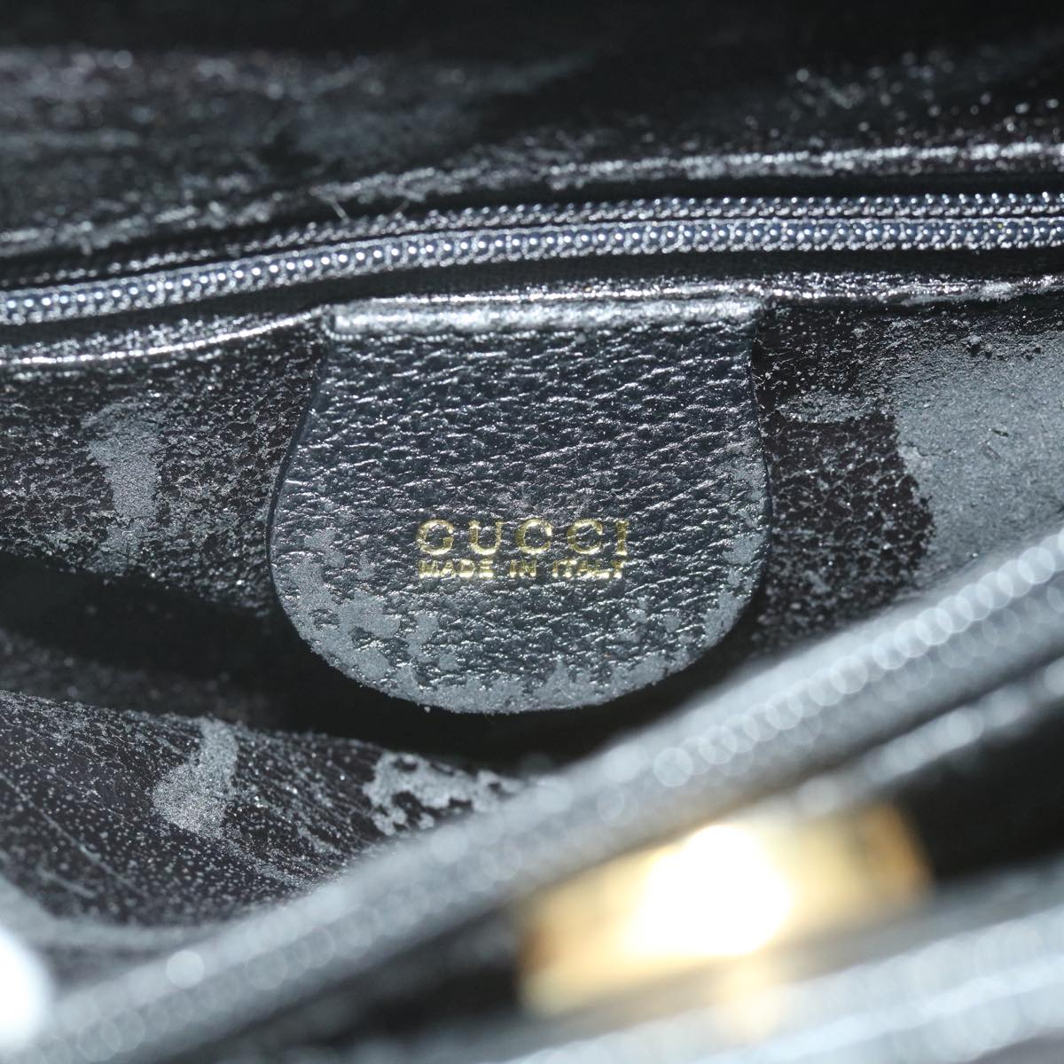 GUCCI Bamboo Hand Bag Leather Black  ep2375