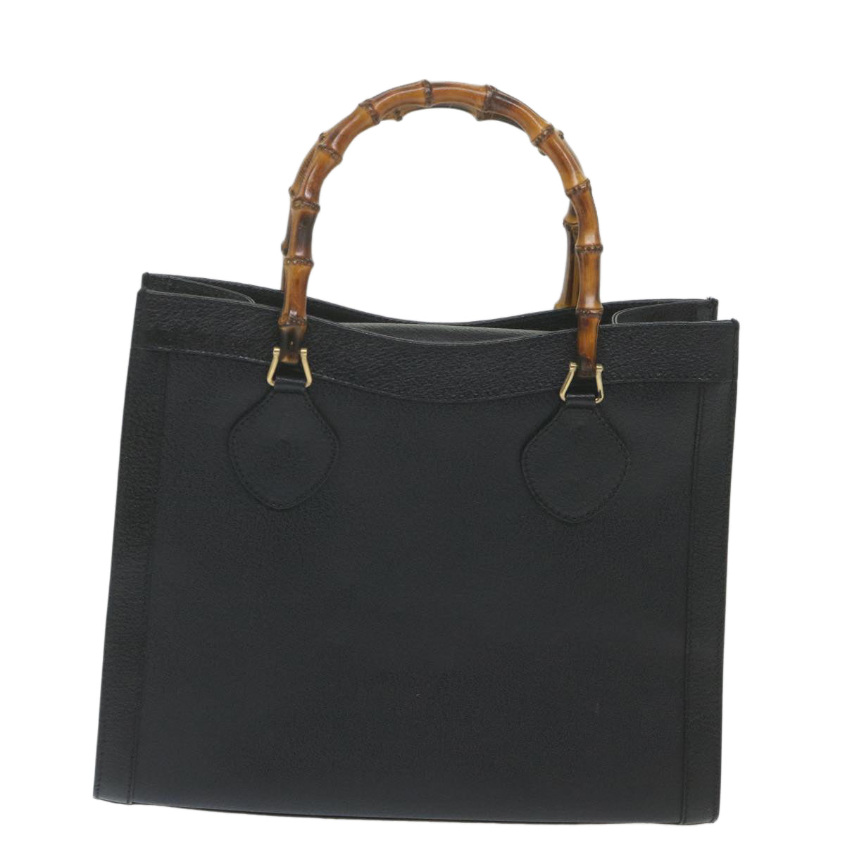 GUCCI Bamboo Hand Bag Leather Black  ep2375