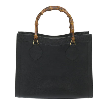 GUCCI Bamboo Hand Bag Leather Black  ep2375