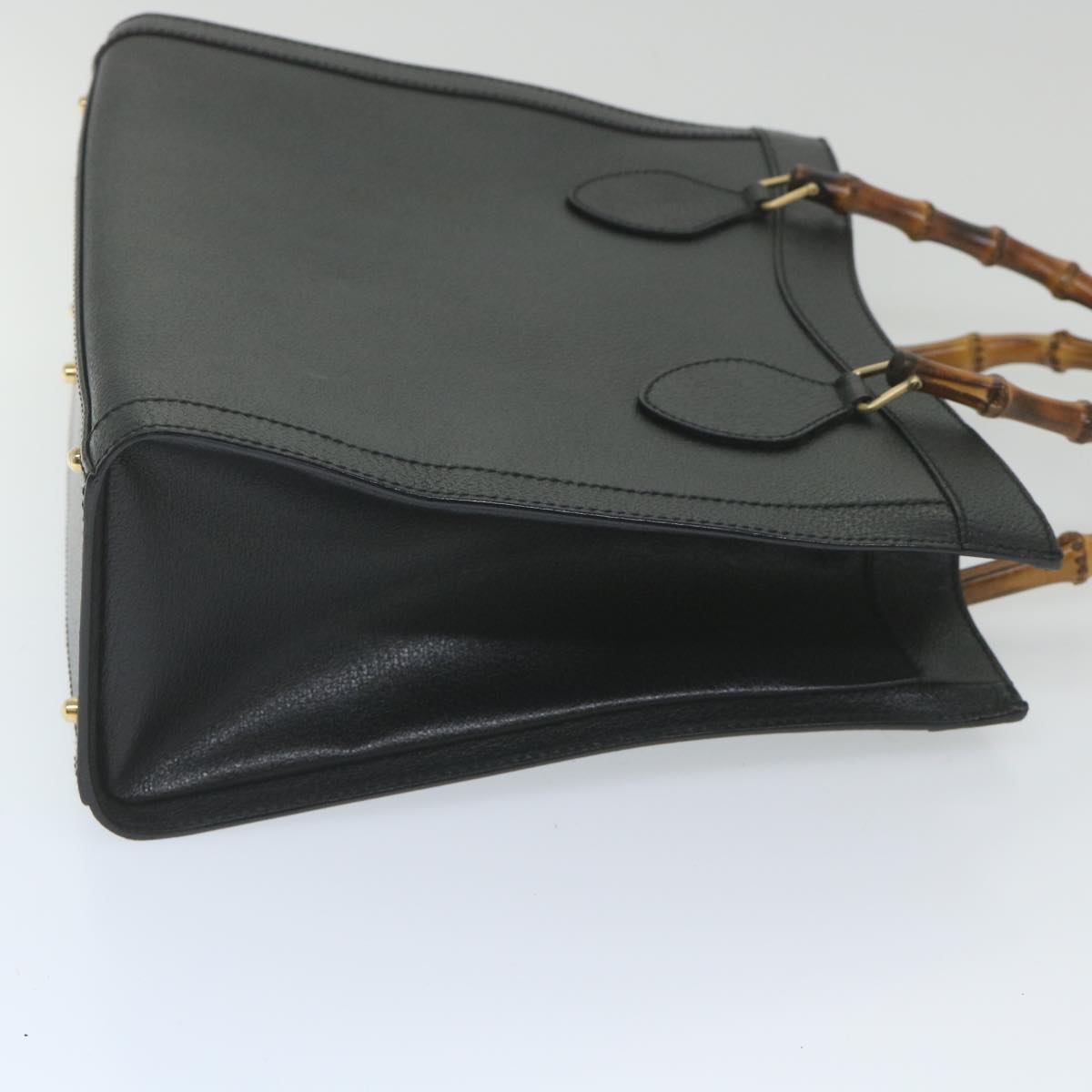 GUCCI Bamboo Hand Bag Leather Black  ep2375