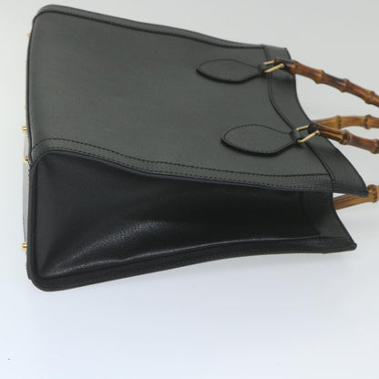 GUCCI Bamboo Hand Bag Leather Black  ep2375