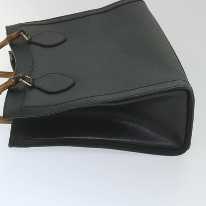 GUCCI Bamboo Hand Bag Leather Black  ep2375