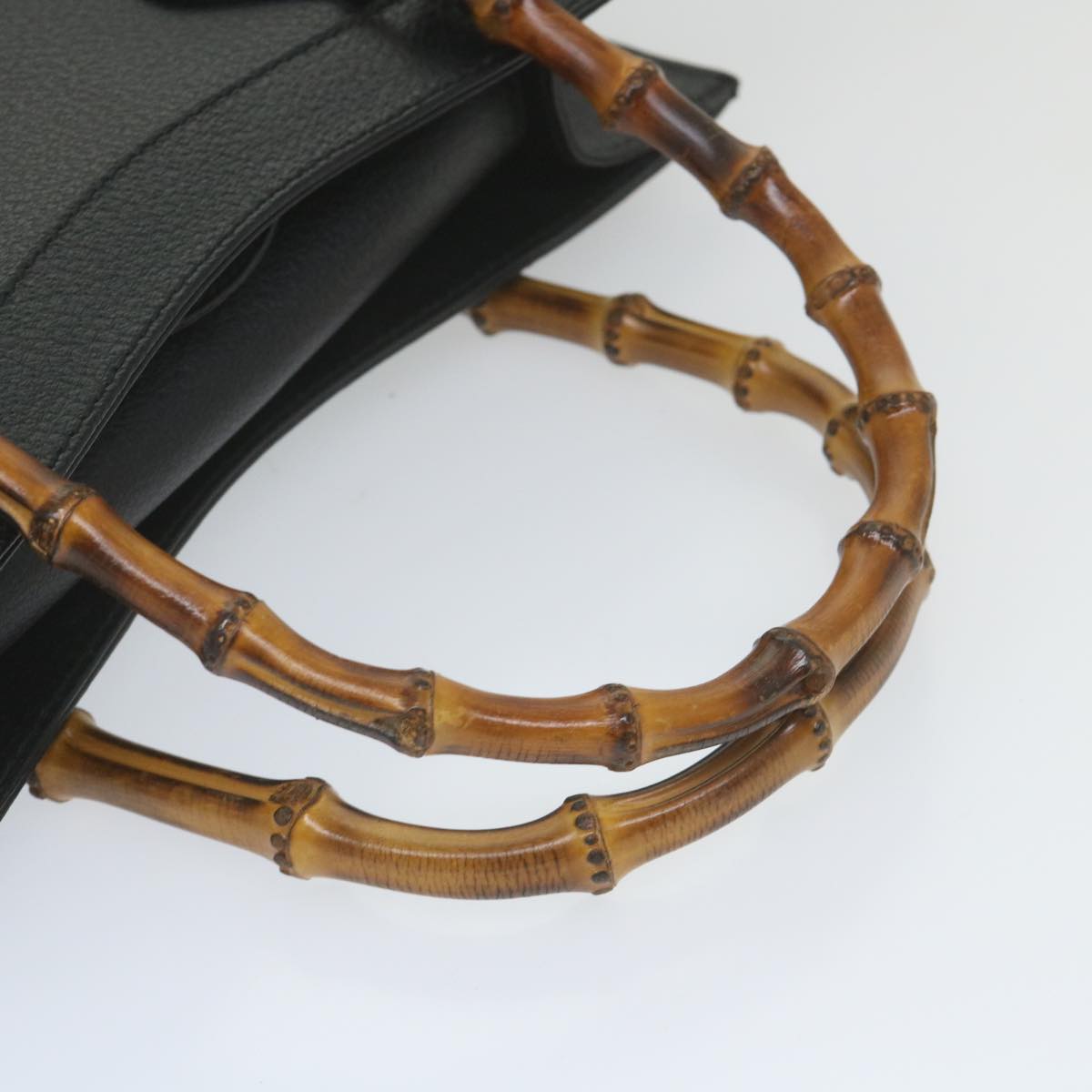 GUCCI Bamboo Hand Bag Leather Black  ep2375