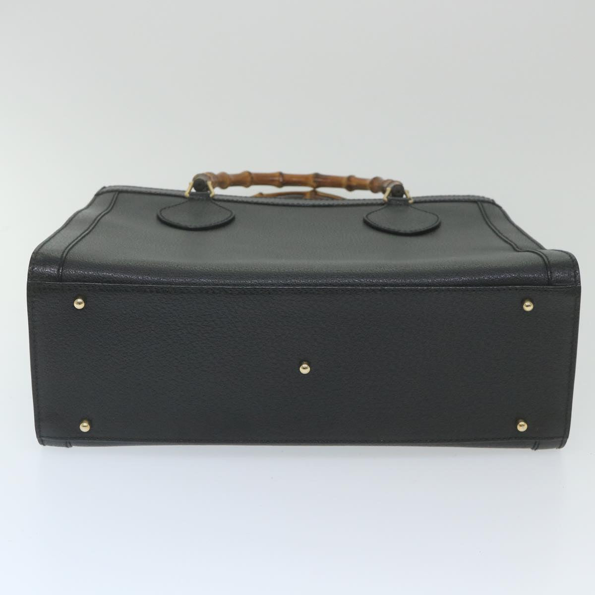 GUCCI Bamboo Hand Bag Leather Black  ep2375