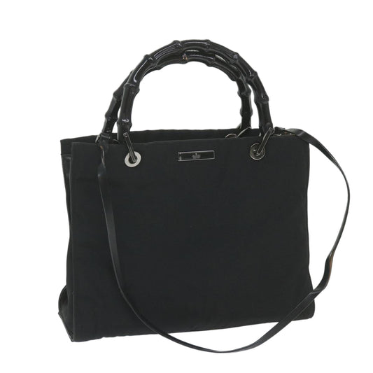 GUCCI Bamboo Hand Bag Canvas Black 002 1016 002855  ep2401