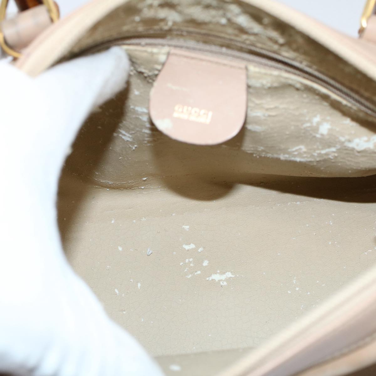 GUCCI Bamboo Hand Bag Suede Beige 000 3444 0294  ep2406