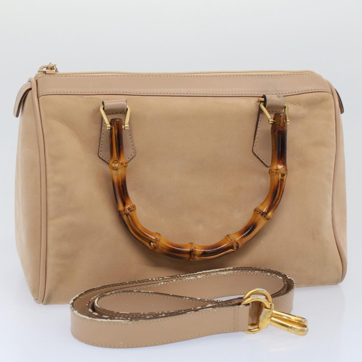 GUCCI Bamboo Hand Bag Suede Beige 000 3444 0294  ep2406