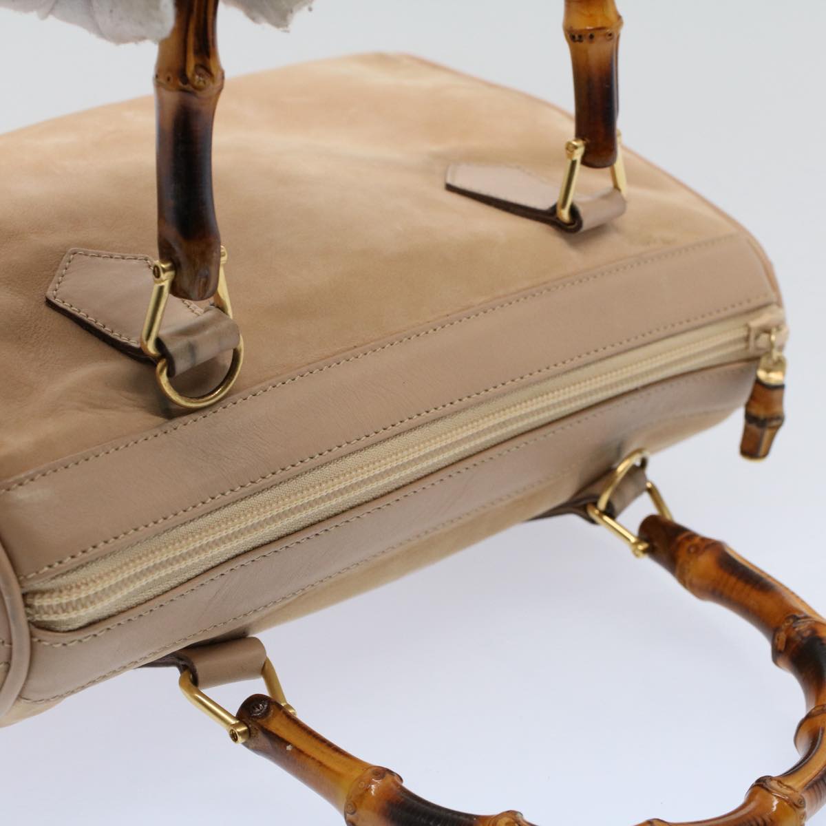GUCCI Bamboo Hand Bag Suede Beige 000 3444 0294  ep2406