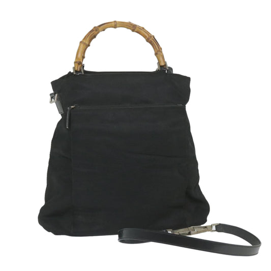 GUCCI Bamboo Shoulder Bag Canvas 2way Black 002 3754 0506  ep2424