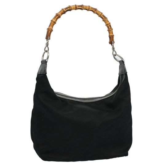 GUCCI Bamboo Shoulder Bag Nylon Black 000 1998 0531  ep2444