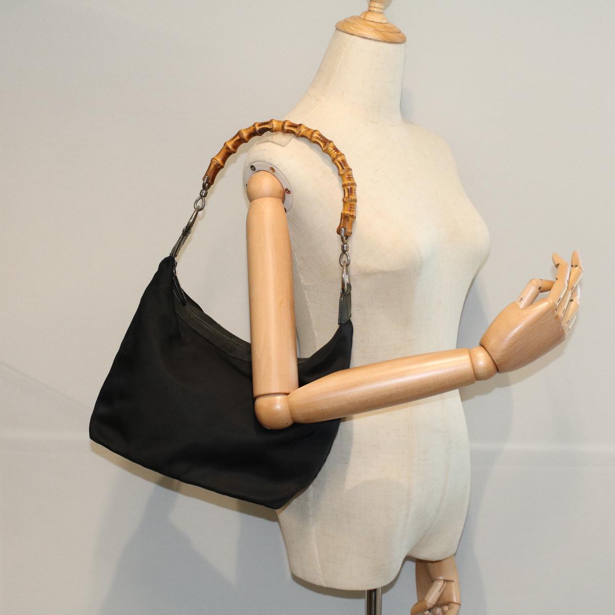 GUCCI Bamboo Shoulder Bag Nylon Black 000 1998 0531  ep2444