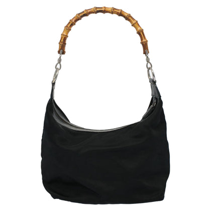 GUCCI Bamboo Shoulder Bag Nylon Black 000 1998 0531  ep2444