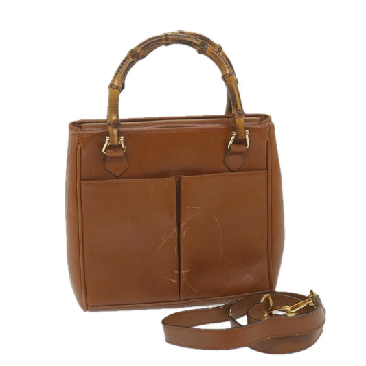 GUCCI Bamboo Hand Bag Leather 2way Brown 000 122 0316  ep2453