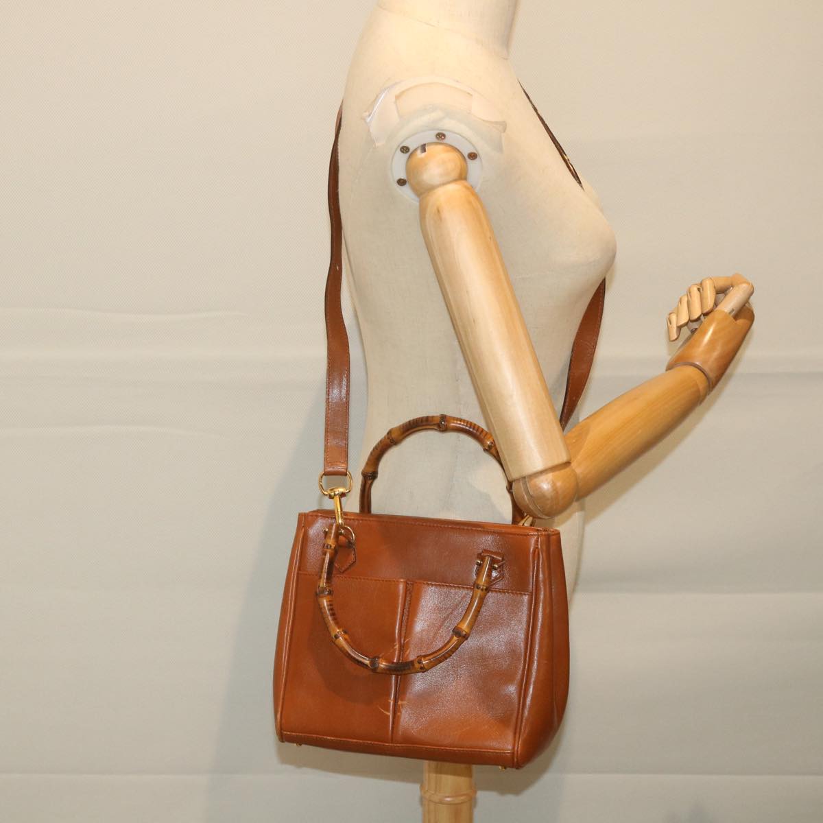 GUCCI Bamboo Hand Bag Leather 2way Brown 000 122 0316  ep2453