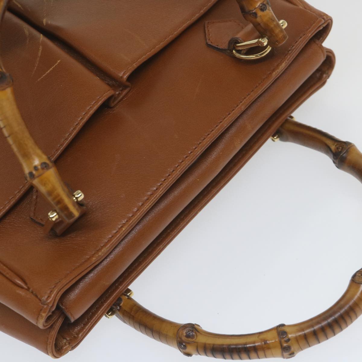 GUCCI Bamboo Hand Bag Leather 2way Brown 000 122 0316  ep2453