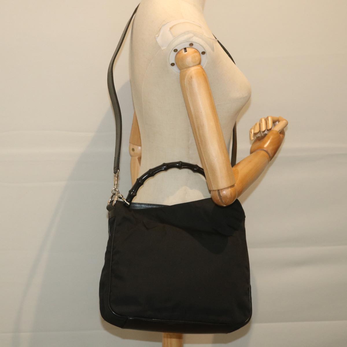 GUCCI Bamboo Shoulder Bag Canvas 2way Black 0011638  ep2478