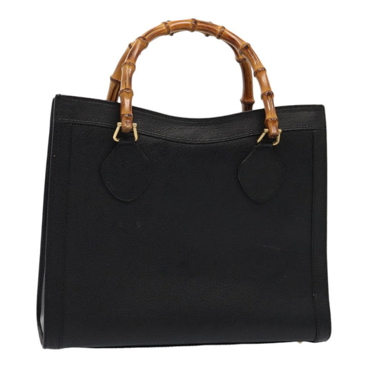 GUCCI Bamboo Hand Bag Leather Black Gold 002 2123 0260  ep5326
