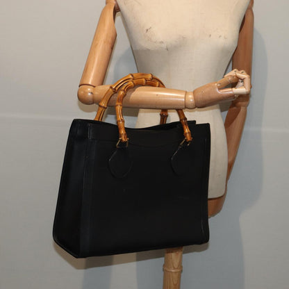 GUCCI Bamboo Hand Bag Leather Black Gold 002 2123 0260  ep5326