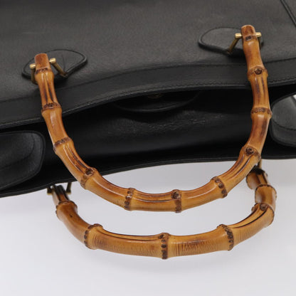 GUCCI Bamboo Hand Bag Leather Black Gold 002 2123 0260  ep5326