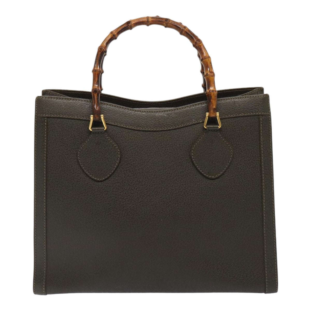 GUCCI Bamboo Hand Bag Leather Khaki Gold 002 2853 0260 0  ep5328