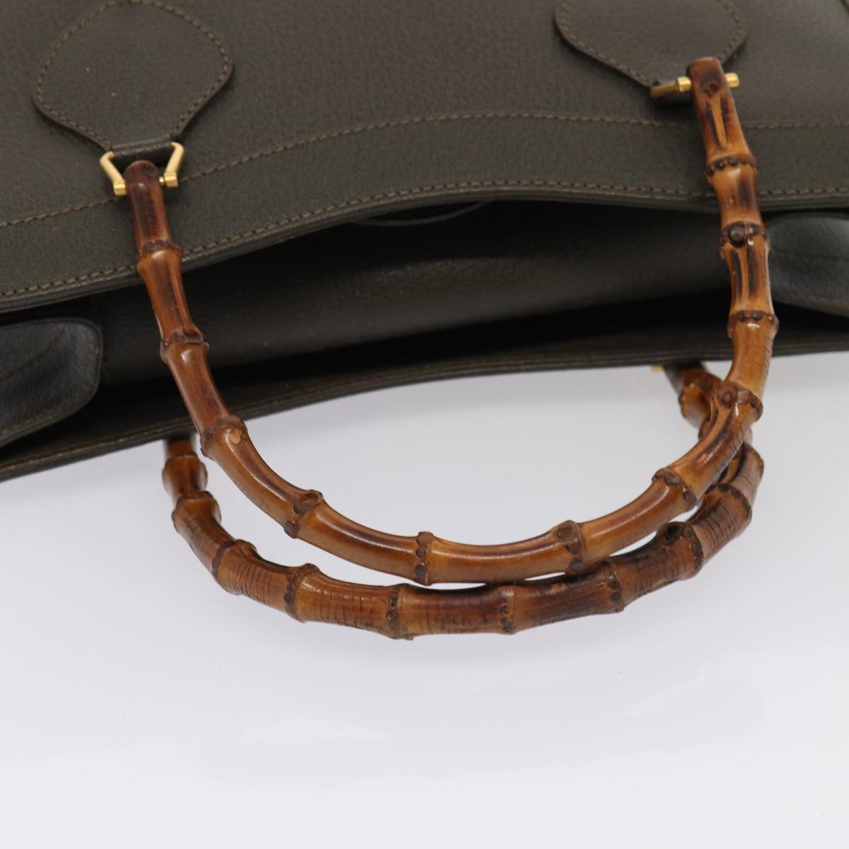 GUCCI Bamboo Hand Bag Leather Khaki Gold 002 2853 0260 0  ep5328