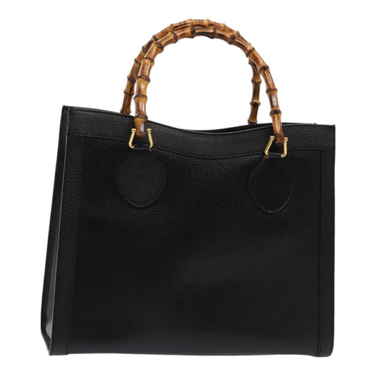 GUCCI Bamboo Hand Bag Leather Black Gold 002 1096 0260  ep5357