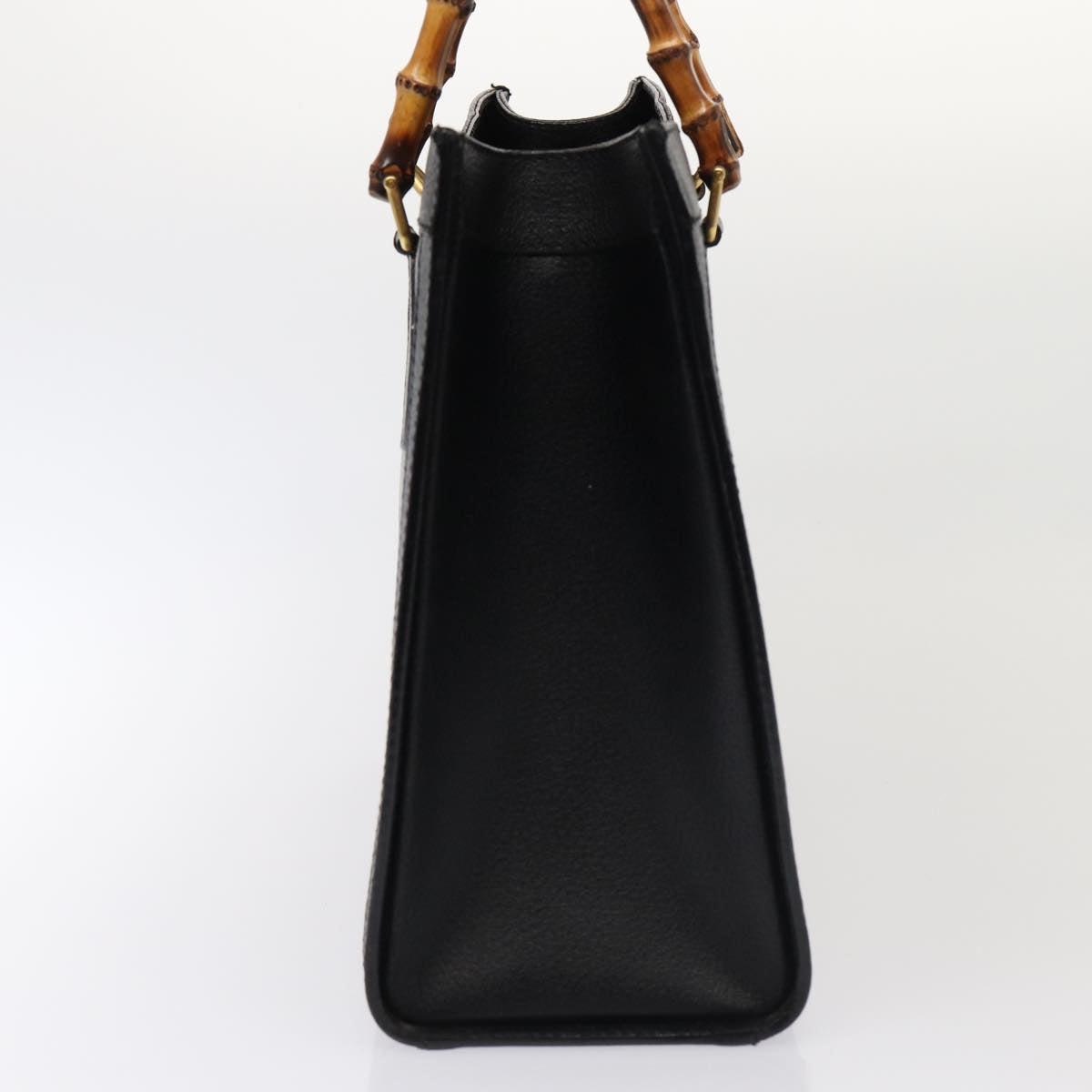 GUCCI Bamboo Hand Bag Leather Black Gold 002 1096 0260  ep5357