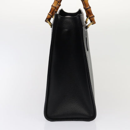 GUCCI Bamboo Hand Bag Leather Black Gold 002 1096 0260  ep5357