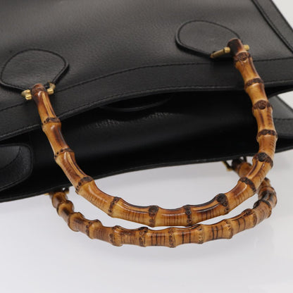 GUCCI Bamboo Hand Bag Leather Black Gold 002 1096 0260  ep5357