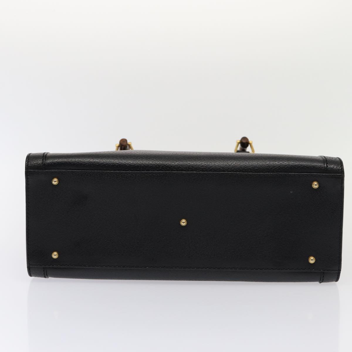 GUCCI Bamboo Hand Bag Leather Black Gold 002 1096 0260  ep5357