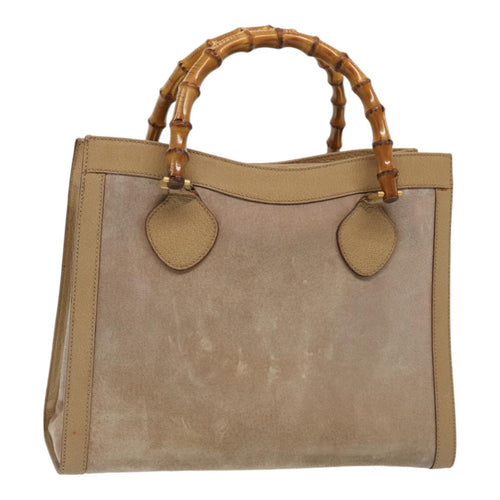 GUCCI Bamboo Hand Bag Suede Beige Gold 002 0260 2615  ep5358