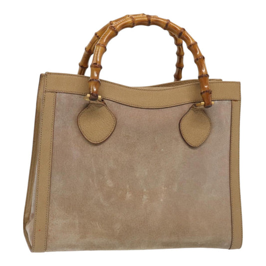 GUCCI Bamboo Hand Bag Suede Beige Gold 002 0260 2615  ep5358