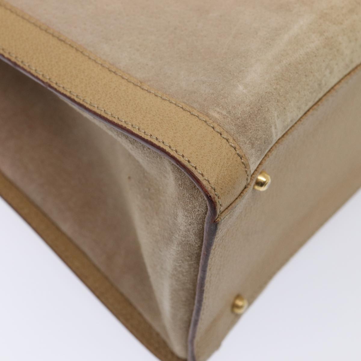 GUCCI Bamboo Hand Bag Suede Beige Gold 002 0260 2615  ep5358
