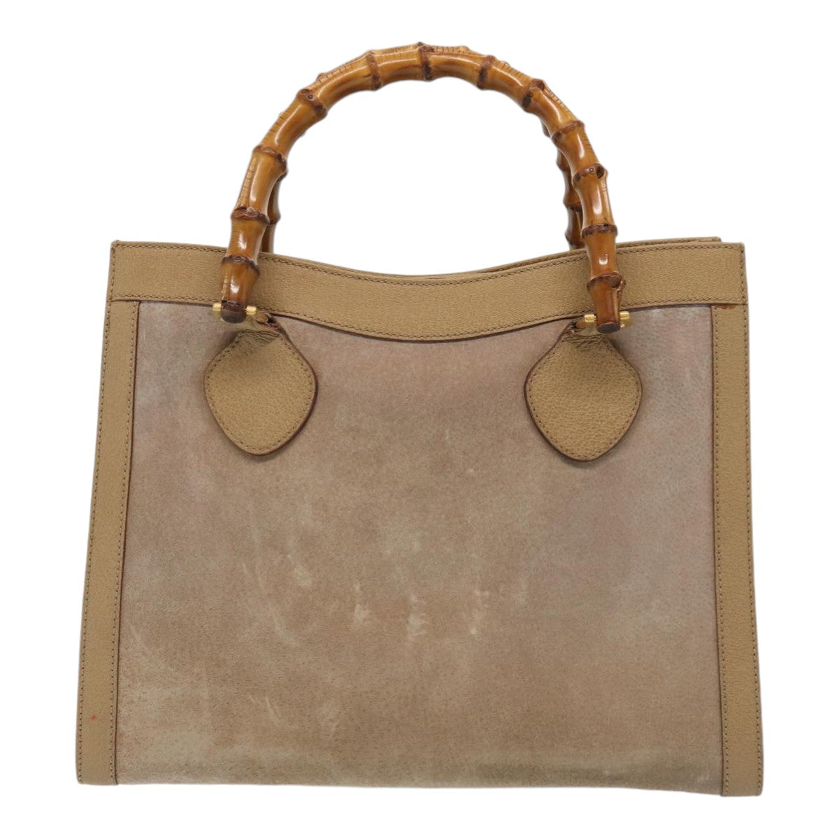 GUCCI Bamboo Hand Bag Suede Beige Gold 002 0260 2615  ep5358