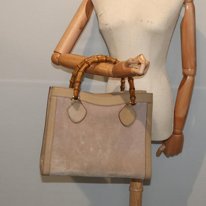 GUCCI Bamboo Hand Bag Suede Beige Gold 002 0260 2615  ep5358